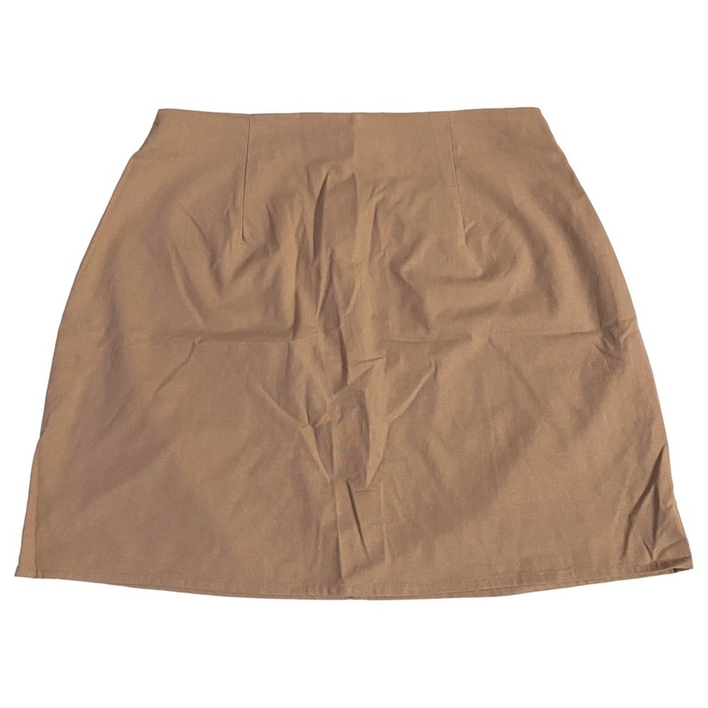 Sabo Tan Brown Pencil Skirt Cotton Linen Blend Business Casual Neutral Large L